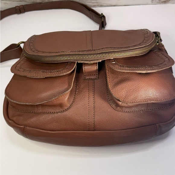 Lucky Brand Boho Bag Modesto Stash Flap Saddle Brown Leather EUC - Picture 10 of 14
